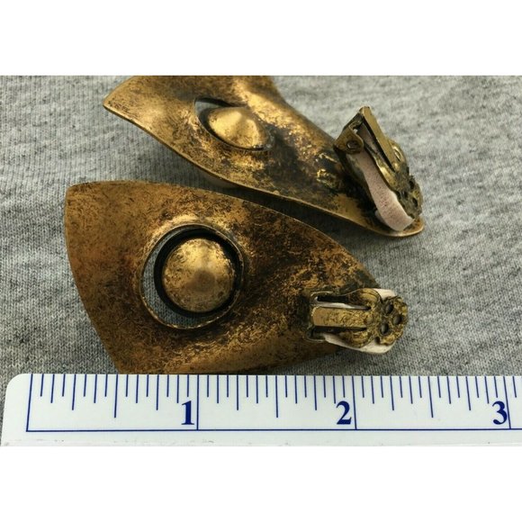 VTG Robert Lee Morris? Avant-Garde Faux Pearl gold tone EARRING Couture designer - Picture 6 of 6